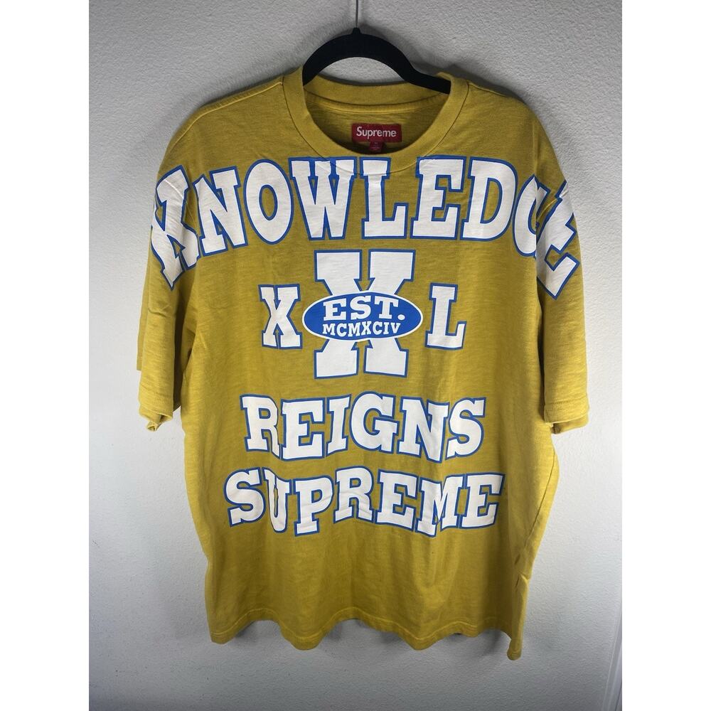 Supreme Overprint T Shirt Knowledge Reigns Supreme Slub Top Tee XL SS24 Gold